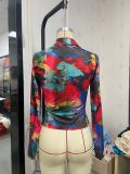 Autumn Fashion Sexy Multi-Color Long Sleeve Button Deep V neck Women shirt Top