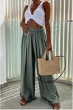 women Autumn pocket wide leg loose Casual fashion pants