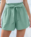 Women's ruffled tie waist summer shorts with pockets