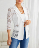 Women's Lace Patchwork Turndown Collar Half-Sleeve blazer