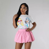 Women's Solid Color High Waist Short Bubble Skirt