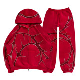 Men and women street zipper hooded Hoodies pants set