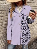 women autumn and winter leopard print single breasted long sleeve casual shirt coat