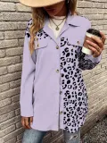 women autumn and winter leopard print single breasted long sleeve casual shirt coat