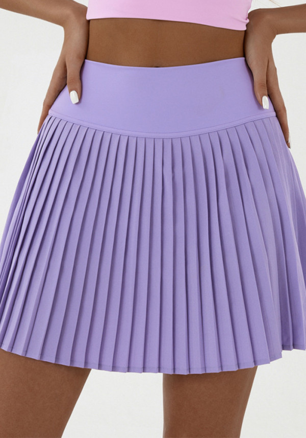 Pleated skirt yoga high waist tennis skirt solid color badminton golf short skirt