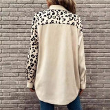 women autumn and winter leopard print single breasted long sleeve casual shirt coat