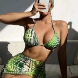 printed Bikini mesh skirt four-piece sexy swimsuit