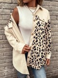 women autumn and winter leopard print single breasted long sleeve casual shirt coat