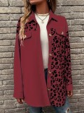 women autumn and winter leopard print single breasted long sleeve casual shirt coat