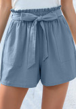 Women's ruffled tie waist summer shorts with pockets