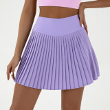 Pleated skirt yoga high waist tennis skirt solid color badminton golf short skirt