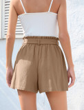 Women's ruffled tie waist summer shorts with pockets