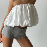 Women's summer fashion solid color two-wear Strapless top/short skirt