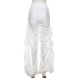 Summer women's fashion high waist Pleated loose casual pants