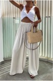 women Autumn pocket wide leg loose Casual fashion pants