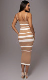 Women Sexy Striped Strap Off Shoulder Strapless Dress