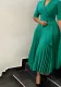 African Women Turndown Collar Lace-Up Pleated Dress