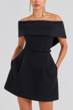 Women Belt Off Shoulder Party Dress