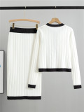 Women French Top and Skirt Knitting Two-piece Set