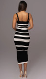 Women Sexy Striped Strap Off Shoulder Strapless Dress