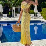 Women Halter Neck Flower Backless Bohemian Sexy Beach Maxi Dress