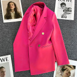 Women Solid Long Sleeve Blazer Jacket