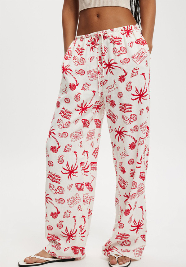 Women Printed Casual Wide Leg Pants