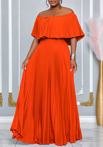 Women Sexy Off Shoulder Off Shoulder Pleated Maxi Dress