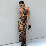 Women Fall Sexy Leopard Strapless Strap Dress