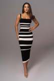 Women Sexy Striped Strap Off Shoulder Strapless Dress