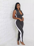 Women Zipper Sleeveless Jumpsuit