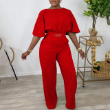 Plus Size Women Loose Solid Wide Leg Jumpsuit