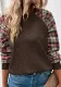 Women Diamond Check Patchwork Long Sleeve Round Neck Casual Top