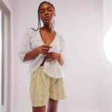 Women Striped Plaid Casual Shorts