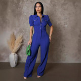 Women Style Patchwork short sleeve Jumpsuit