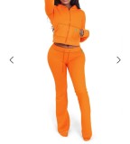 Sports Clothing Women's Solid Color Long-Sleeved Zip Hoodies Trousers Fashion Two Piece Set