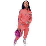 Autumn And Winter Women's Letter Print Casual Two-Piece Hoodies Sweatpants Two Piece Set