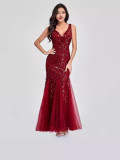 Women summer sequin v-neck evening dress