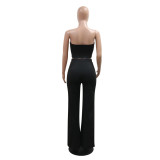 Women Strapless Top and Pants Casual Two-Piece Set