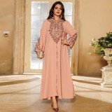 Women Muslim Elegant Embroidered Dress Robe