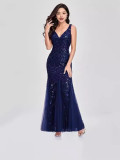 Women summer sequin v-neck evening dress