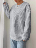 Spring And Autumn Women's Casual Jacquard Round Neck Long Sleeve Top