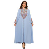 Women Muslim Elegant Embroidered Dress Robe