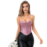 Sequined Corset Strapless Top Fashion Sexy Vest