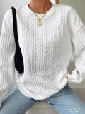 Spring And Autumn Women's Casual Jacquard Round Neck Long Sleeve Top