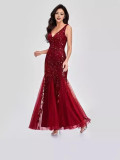 Women summer sequin v-neck evening dress