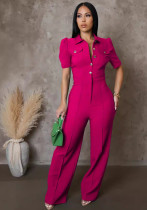 Women Style Patchwork short sleeve Jumpsuit