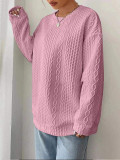 Spring And Autumn Women's Casual Jacquard Round Neck Long Sleeve Top