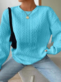 Spring And Autumn Women's Casual Jacquard Round Neck Long Sleeve Top