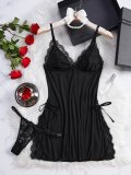 Sexy Low Back Lace Strap Night Dress Temptation Lingerie